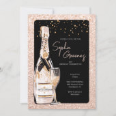 Invitation Rose Gold Bubbly Champagne fête d'anniversaire (Devant)