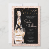 Invitation Rose Gold Bubbly Fête des mariées Champagne (Devant)