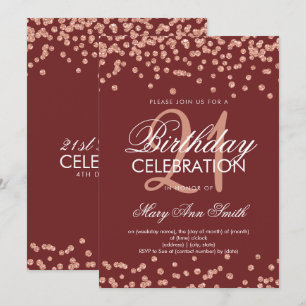 Invitation Rose Gold Burgundy Parties scintillant Confetti 21