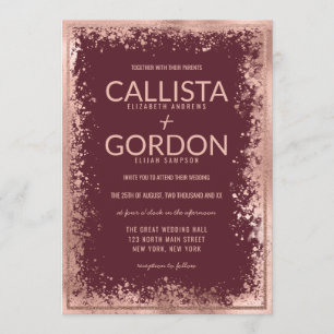 Invitation Rose Gold Burgundy Parties scintillant Mariage fro