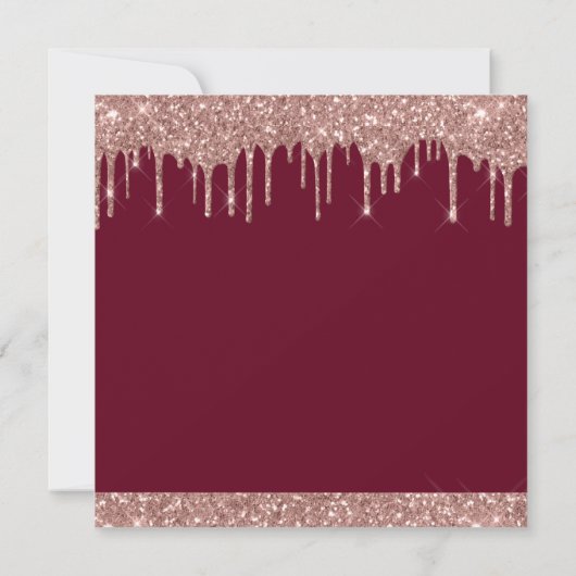 Invitation Rose Gold Burgundy Parties scintillant Sweet 16 En (Dos)