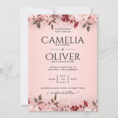 Invitation Rose Gold Burgundy Rose Floral Mariage Invite (Devant)