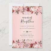 Invitation Rose Gold Burgundy Rose Floral Mariage Invite (Devant)