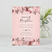 Invitation Rose Gold Burgundy Rose Floral Mariage Invite (Debout devant)