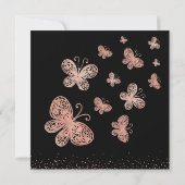 Invitation Rose Gold Butterfly Chic Modern Quinceañera (Dos)