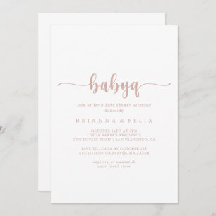 Invitation Rose Gold Calligraphie BabyQ Baby shower Barbecue