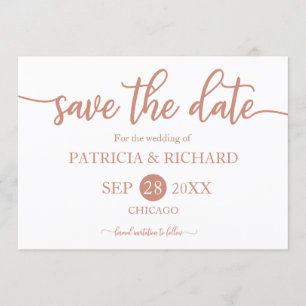 Invitation Rose Gold Calligraphie Mariage Enregistrer La Date