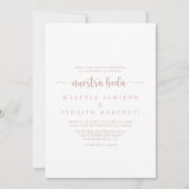 Invitation Rose Gold Calligraphie Nuestra Boda Mariage (Devant)