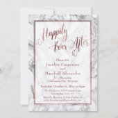 Invitation Rose Gold Calligraphie Pour Toujours Marié Marble (Devant)