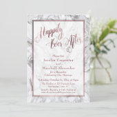 Invitation Rose Gold Calligraphie Pour Toujours Marié Marble (Debout devant)