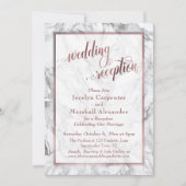 Invitation Rose Gold Calligraphie Réception de Mariage Marbre (Devant)
