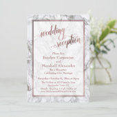 Invitation Rose Gold Calligraphie Réception de Mariage Marbre (Debout devant)