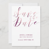 Invitation Rose Gold Calligraphie Script Moderne Enregistrer  (Devant)