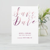 Invitation Rose Gold Calligraphie Script Moderne Enregistrer  (Debout devant)
