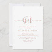 Invitation Rose Gold Calligraphy C'est un Baby shower de fill (Devant)