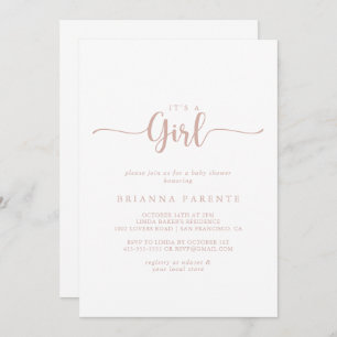 Invitation Rose Gold Calligraphy C'est un Baby shower de fill