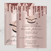 Invitation Rose Gold Casquette 3D Brown Glam Party (Devant / Derrière)