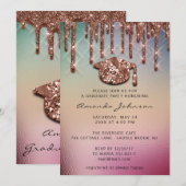 Invitation Rose Gold Casquette 3D de la fête (Devant / Derrière)