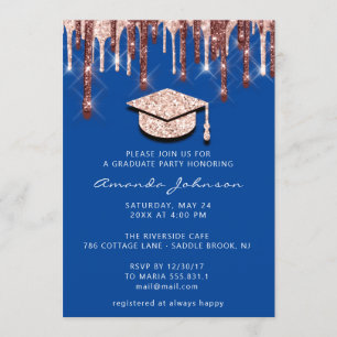 Invitation Rose  Gold Casquette 3D Glam Royal Blue