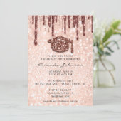Invitation Rose Gold Casquette Parties scintillant 3D (Debout devant)