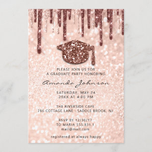 Invitation Rose Gold Casquette Parties scintillant 3D 