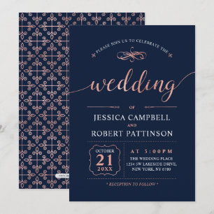 Invitation Rose Gold Cérémonie de mariage classique élégant