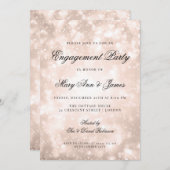 Invitation Rose Gold Champagne Bokeh Elegant Engagement Party (Devant / Derrière)