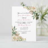 Invitation Rose Gold Champagne Floral Anniversaire Mariage (Debout devant)