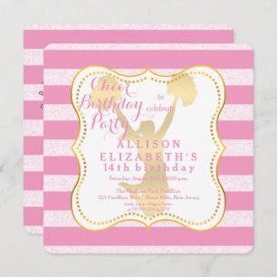 Invitation Rose Gold Cheer Pom-pom girl fête d'anniversaire