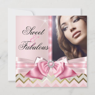Invitation Rose Gold Chevron Anniversaire Sucré et Fabuleux 3