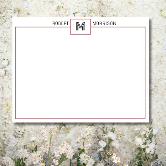 Invitation Rose Gold Chic Monogram Stationery Note Card