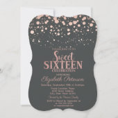 Invitation Rose Gold Chic Points Gris Douce 16 (Devant)