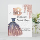 Invitation Rose Gold Chic Robe Argent 18e anniversaire (Debout devant)