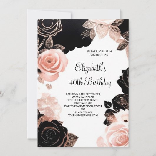 Invitation Rose Gold Chic Surprise 40e anniversaire (Devant)
