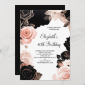 Invitation Rose Gold Chic Surprise 40e anniversaire (Devant / Derrière)