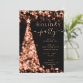 Invitation Rose Gold Christmas Tree Company Fête des fêtes (Debout devant)