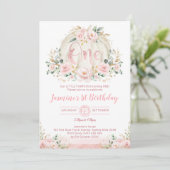 Invitation Rose Gold Citrouille 1er anniversaire Blush Pink F (Debout devant)
