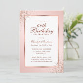 Invitation Rose Gold Confetti Blush Pink 60e anniversaire (Debout devant)