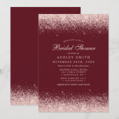 Invitation Rose Gold Confetti Bourgogne Fête des mariées mode (Devant / Derrière)