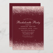 Invitation Rose Gold Confetti Bourgogne Moderne Bachelorette (Devant / Derrière)