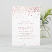 Invitation Rose Gold Confetti Dots Graduation Party (Debout devant)