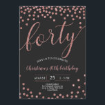 Invitation Rose Gold Confetti Élégante 40e anniversaire femme<br><div class="desc">Rose Gold Confetti Élégante 40e anniversaire femmes</div>