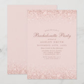 Invitation Rose Gold Confetti Fard Rose Moderne Enterrement d (Devant / Derrière)