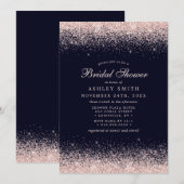 Invitation Rose Gold Confetti Marine Bleu Fête des mariées mo (Devant / Derrière)
