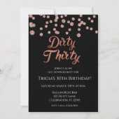 Invitation Rose Gold Confetti Pailleté Dirty 30 (Devant)