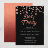 Invitation Rose Gold Confetti Pailleté Sale 30 (Devant / Derrière)