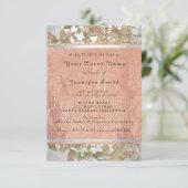 Invitation Rose Gold Copper Silver Floral Bridal 16e Vert (Debout devant)