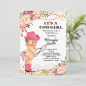 Invitation Rose Gold Cowgirl Baby shower fille (Debout devant)