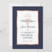 Invitation Rose Gold Cuivre Marine Blue Palm Tree Beach Maria (Devant)