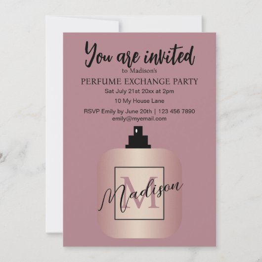 Invitation Rose Gold Custom Perfume Exchange Party (Devant)